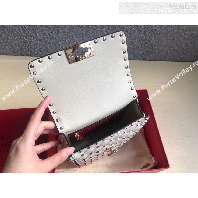 Valentino Rockstud Spike Lambskin Small Vertical Bag 0124 White 2019   (JD-9120233)