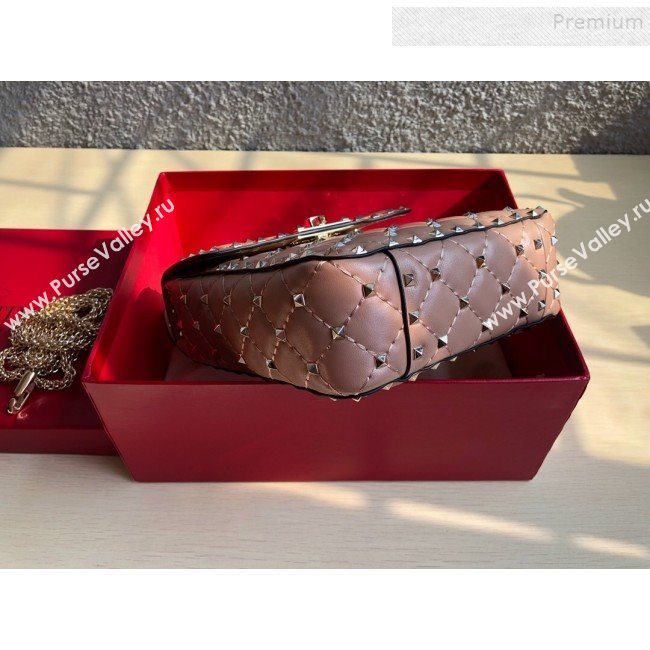 Valentino Rockstud Spike Lambskin Small Vertical Bag 0124 Nude 2019   (JD-9120236)