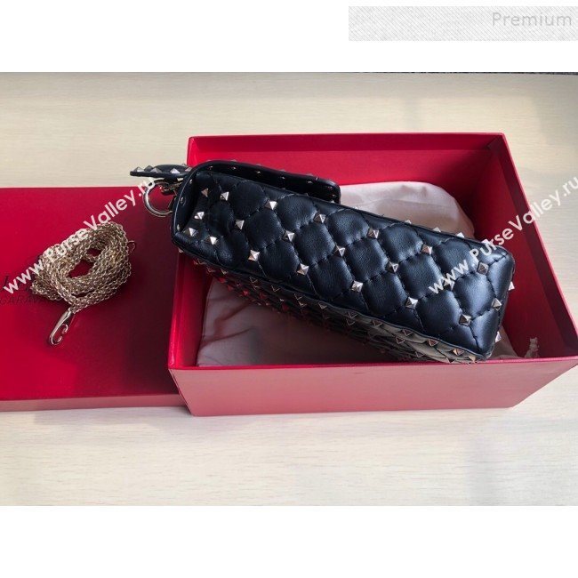 Valentino Rockstud Spike Lambskin Small Vertical Bag 0124 Black/Gold 2019   (JD-9120235)