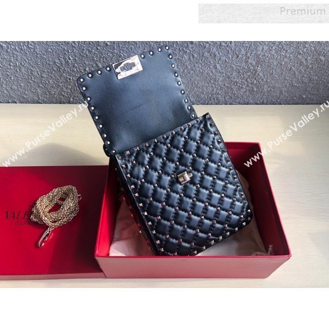 Valentino Rockstud Spike Lambskin Small Vertical Bag 0124 Black/Gold 2019   (JD-9120235)