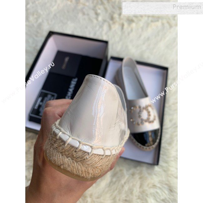 Chanel Patent Leather Crystal CC Espadrilles White 2019 (HANB-9120303)