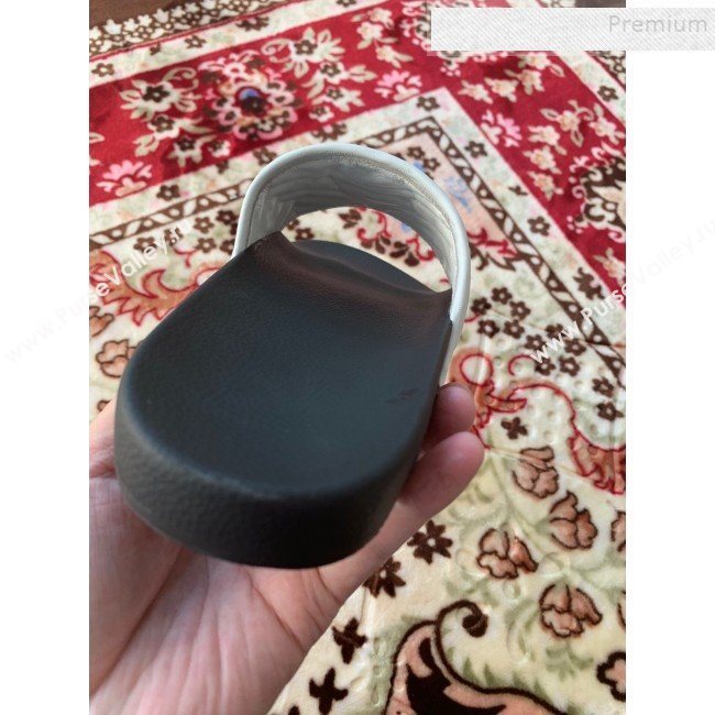 Gucci GG Marmont Leather Flat Slide Sandals White 2019 (HANB-9120309)