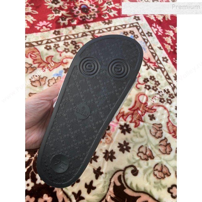 Gucci GG Marmont Leather Flat Slide Sandals White 2019 (HANB-9120309)