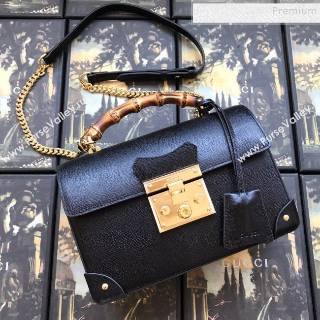 Gucci Padlock Leather Small Bamboo Shoulder Bag ‎603221 Black 2019 (DLH-9121013)