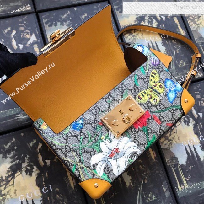 Gucci Padlock GG Flora Small Bamboo Shoulder Bag ‎603221 Yellow 2019 (DLH-9121014)