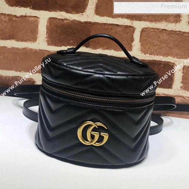 Gucci GG Marmont Mini Round Backpack 598594 Black 2019 (DLH-9121018)