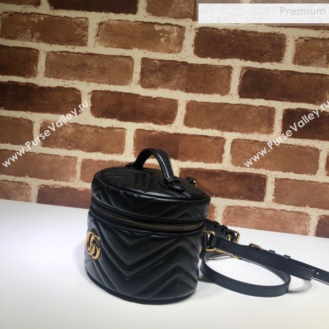 Gucci GG Marmont Mini Round Backpack 598594 Black 2019 (DLH-9121018)