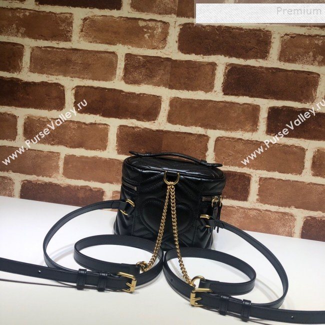 Gucci GG Marmont Mini Round Backpack 598594 Black 2019 (DLH-9121018)