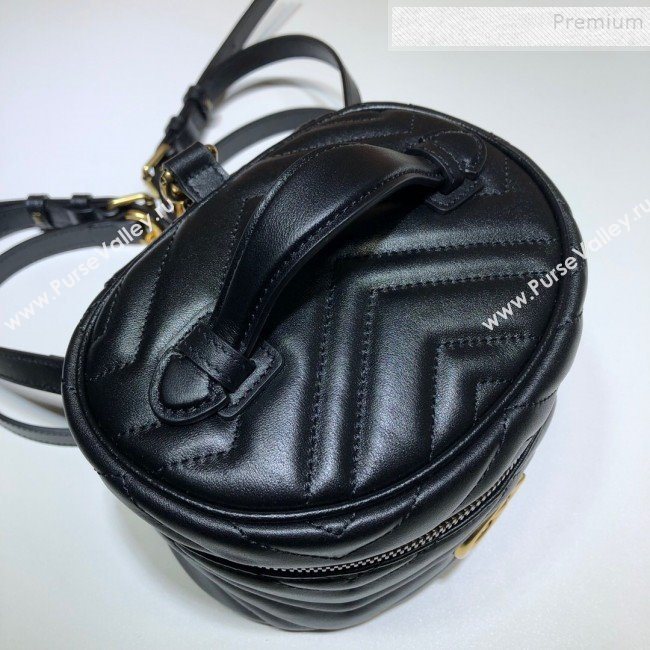 Gucci GG Marmont Mini Round Backpack 598594 Black 2019 (DLH-9121018)