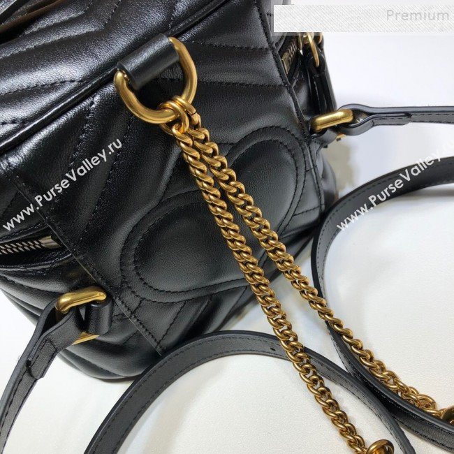 Gucci GG Marmont Mini Round Backpack 598594 Black 2019 (DLH-9121018)