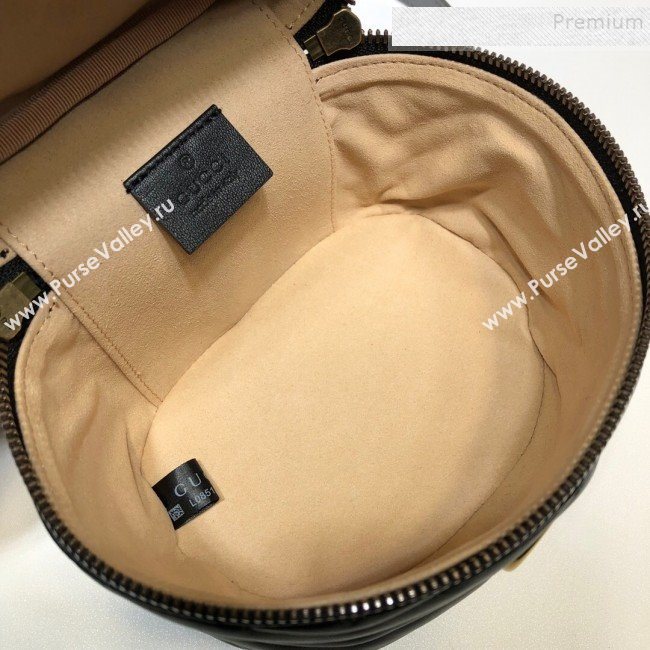 Gucci GG Marmont Mini Round Backpack 598594 Black 2019 (DLH-9121018)