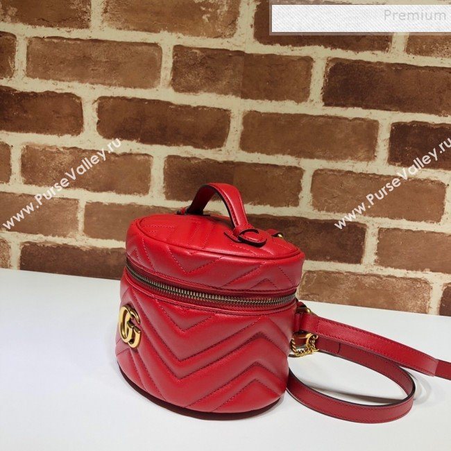 Gucci GG Marmont Mini Round Backpack 598594 Red 2019 (DLH-9121019)