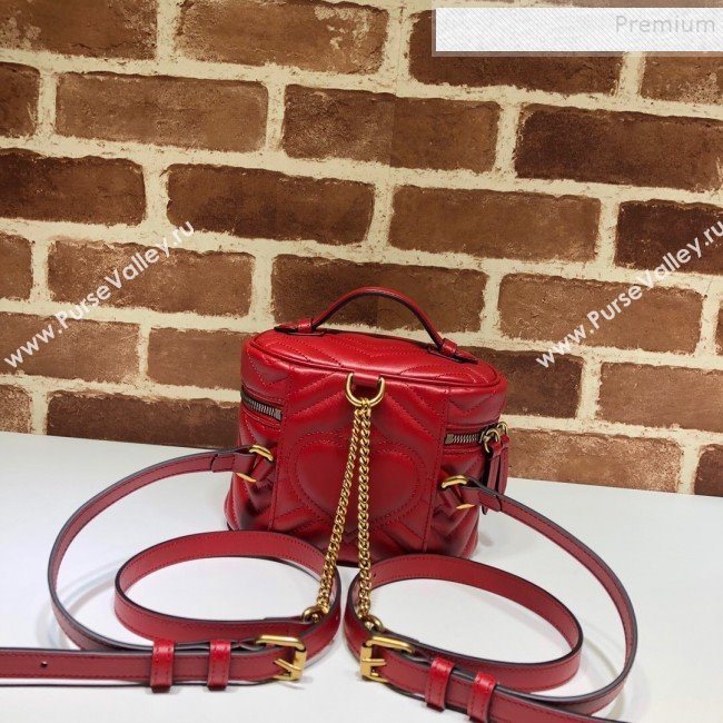 Gucci GG Marmont Mini Round Backpack 598594 Red 2019 (DLH-9121019)