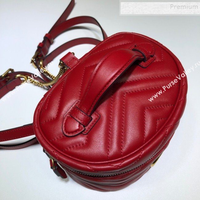 Gucci GG Marmont Mini Round Backpack 598594 Red 2019 (DLH-9121019)