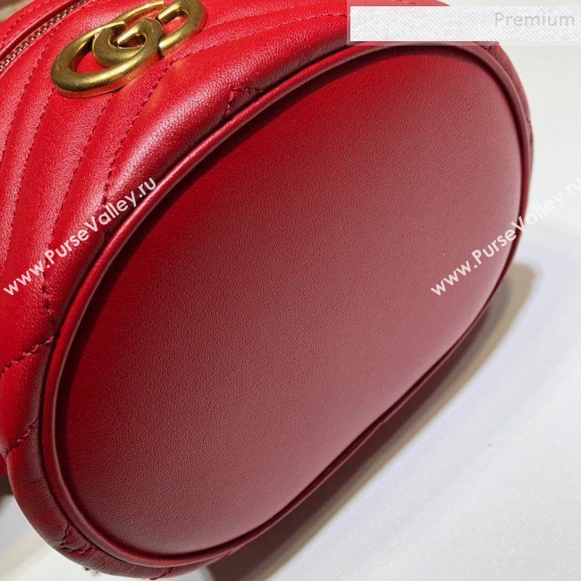 Gucci GG Marmont Mini Round Backpack 598594 Red 2019 (DLH-9121019)