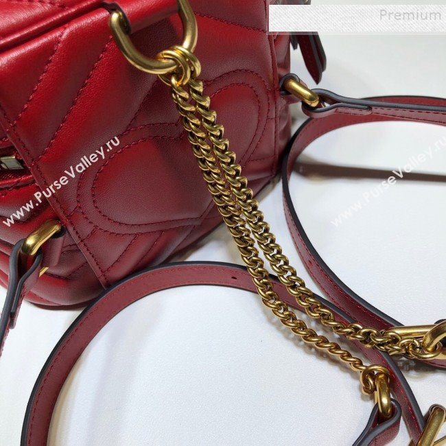 Gucci GG Marmont Mini Round Backpack 598594 Red 2019 (DLH-9121019)