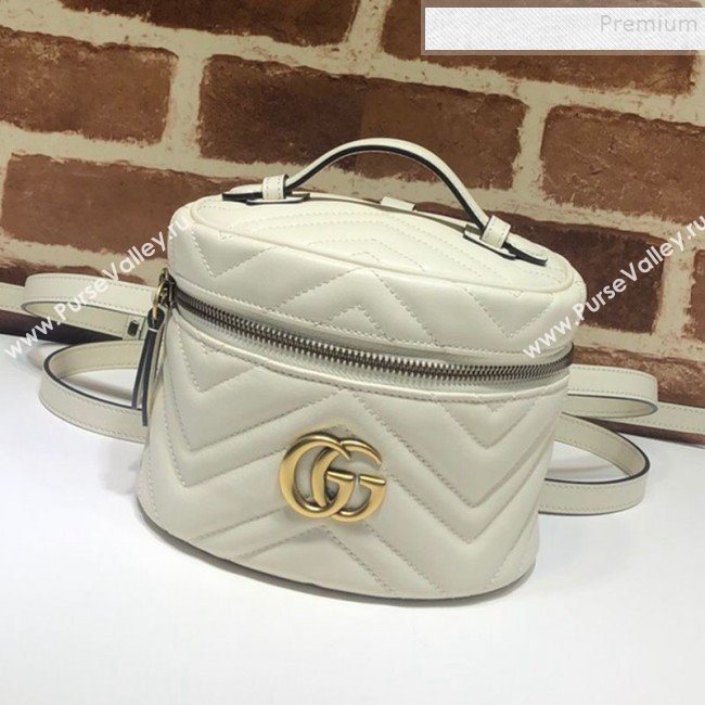 Gucci GG Marmont Mini Round Backpack 598594 White 2019 (DLH-9121021)