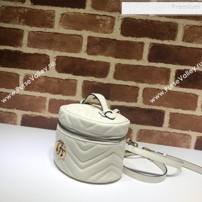 Gucci GG Marmont Mini Round Backpack 598594 White 2019 (DLH-9121021)