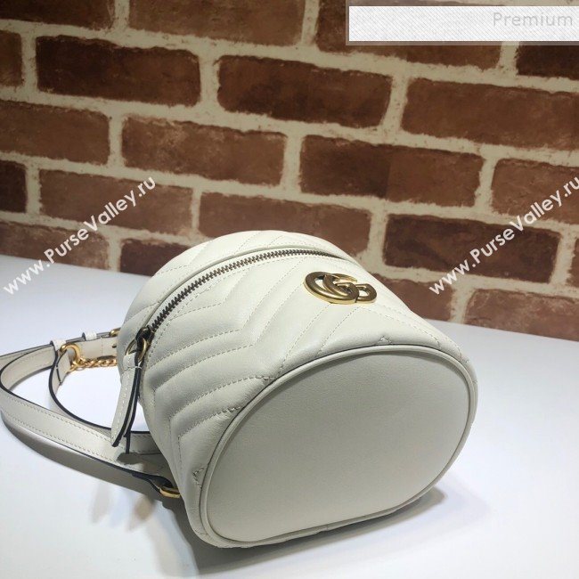 Gucci GG Marmont Mini Round Backpack 598594 White 2019 (DLH-9121021)