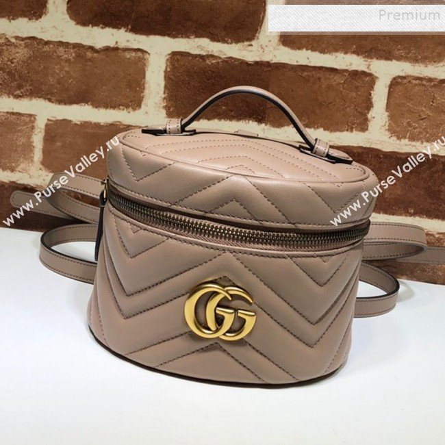 Gucci GG Marmont Mini Round Backpack 598594 Nude 2019 (DLH-9121022)