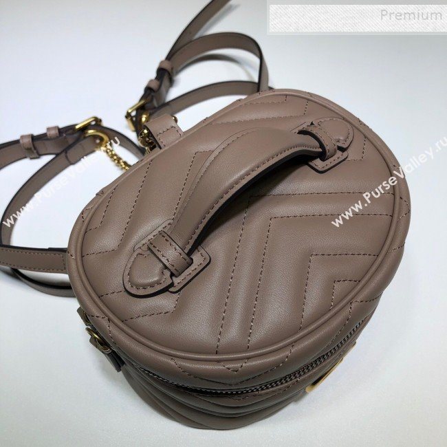Gucci GG Marmont Mini Round Backpack 598594 Nude 2019 (DLH-9121022)