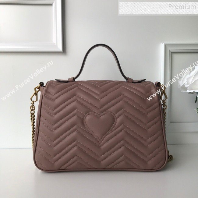 Gucci GG Marmont Medium Top Handle Bag 498109 Dusty Pink 2019 (DLH-9121031)