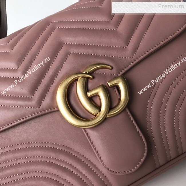 Gucci GG Marmont Medium Top Handle Bag 498109 Dusty Pink 2019 (DLH-9121031)