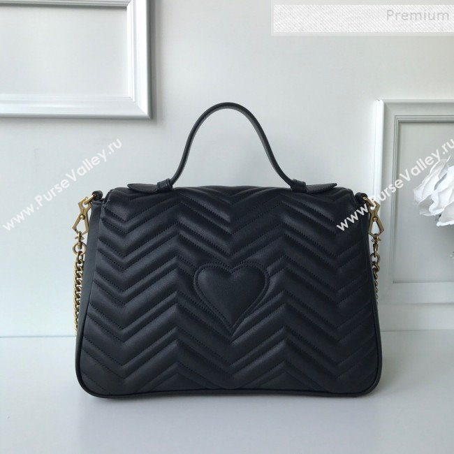 Gucci GG Marmont Medium Top Handle Bag 498109 Black 2019 (DLH-9121028)