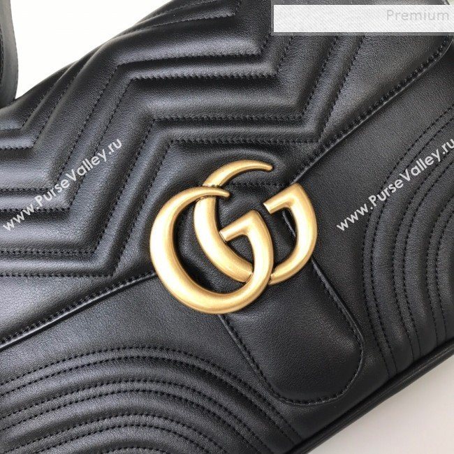 Gucci GG Marmont Medium Top Handle Bag 498109 Black 2019 (DLH-9121028)