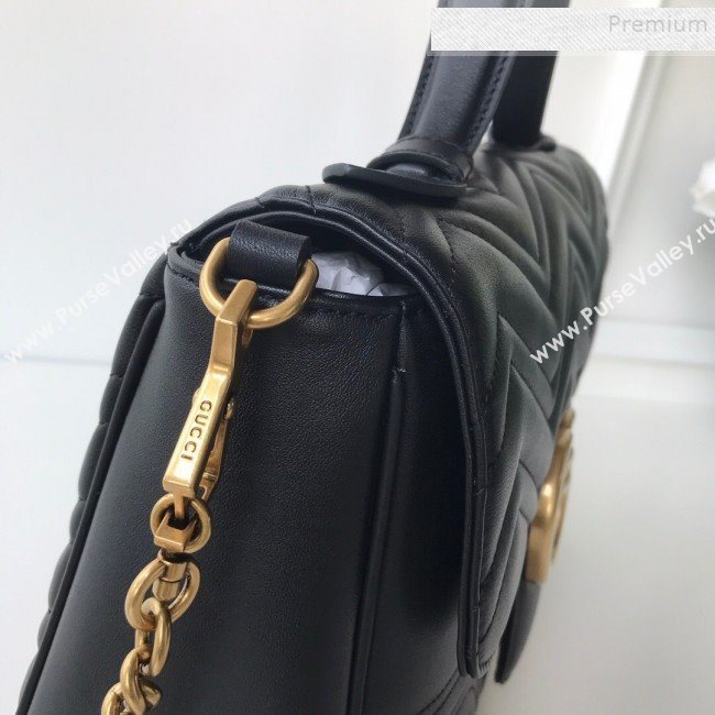 Gucci GG Marmont Medium Top Handle Bag 498109 Black 2019 (DLH-9121028)