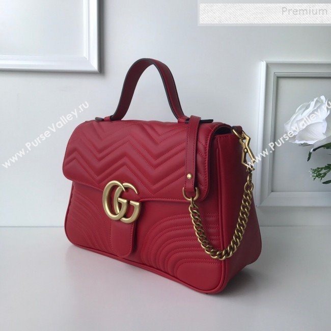 Gucci GG Marmont Medium Top Handle Bag 498109 Red 2019 (DLH-9121029)