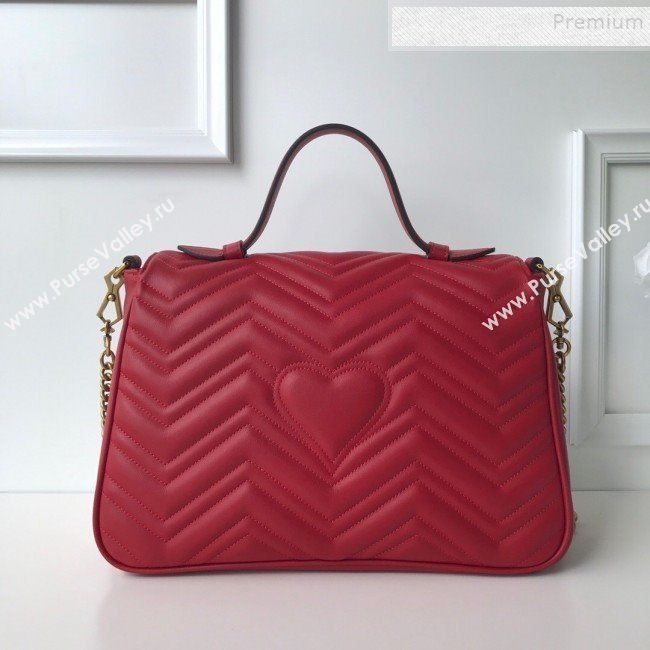 Gucci GG Marmont Medium Top Handle Bag 498109 Red 2019 (DLH-9121029)