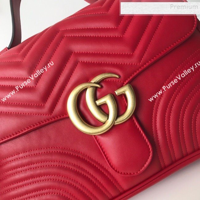 Gucci GG Marmont Medium Top Handle Bag 498109 Red 2019 (DLH-9121029)