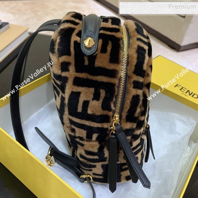 Fendi Shearling Lambskin FF Backpack Brown/Black 2019 (AFEI-9121055)