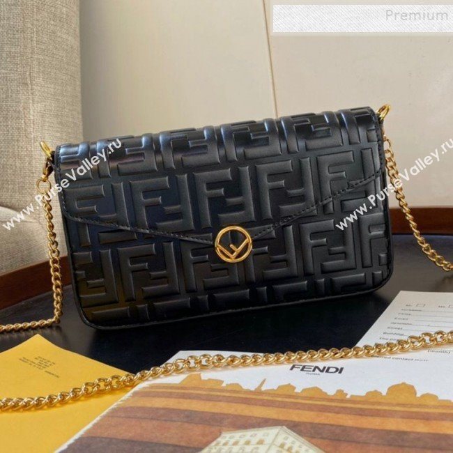 Fendi FF Wallet on Chian WOC with Pouches/Mini Bag Black 2019 (AFEI-9121057)