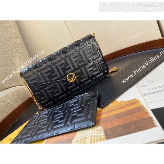 Fendi FF Wallet on Chian WOC with Pouches/Mini Bag Black 2019 (AFEI-9121057)