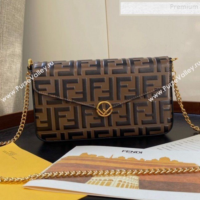 Fendi FF Wallet on Chian WOC with Pouches/Mini Bag Brown 2019 (AFEI-9121054)