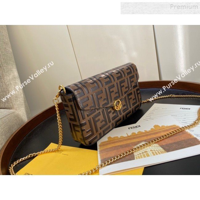 Fendi FF Wallet on Chian WOC with Pouches/Mini Bag Brown 2019 (AFEI-9121054)