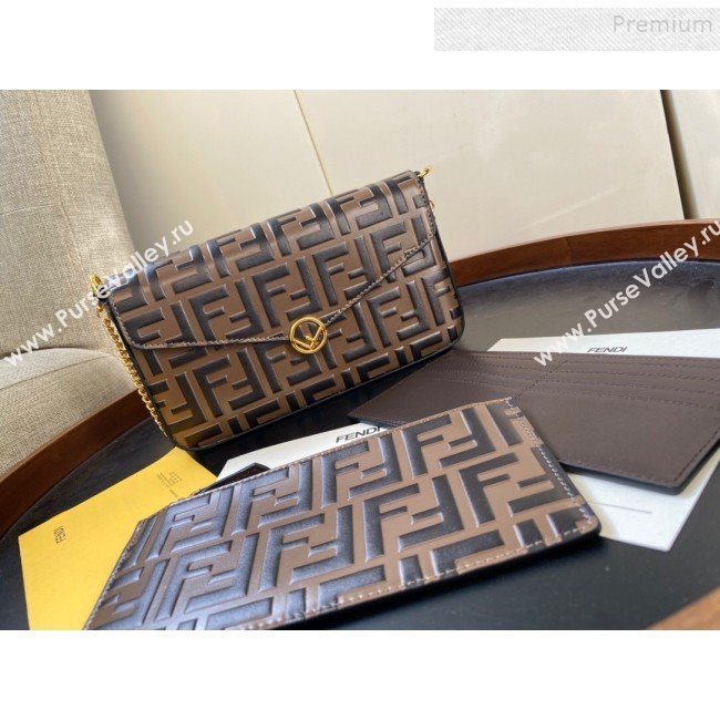 Fendi FF Wallet on Chian WOC with Pouches/Mini Bag Brown 2019 (AFEI-9121054)