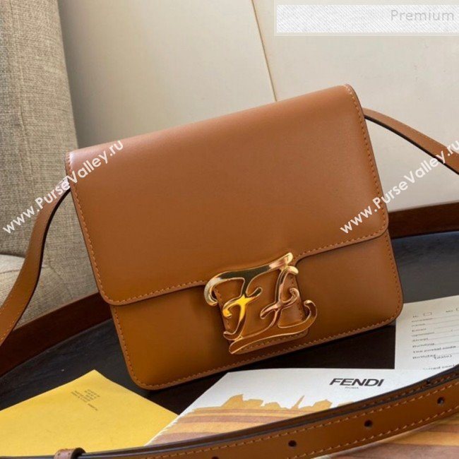 Fendi Karligraphy Calfskin FF Clasp Flap Bag Brown 2019 (AFEI-9121060)