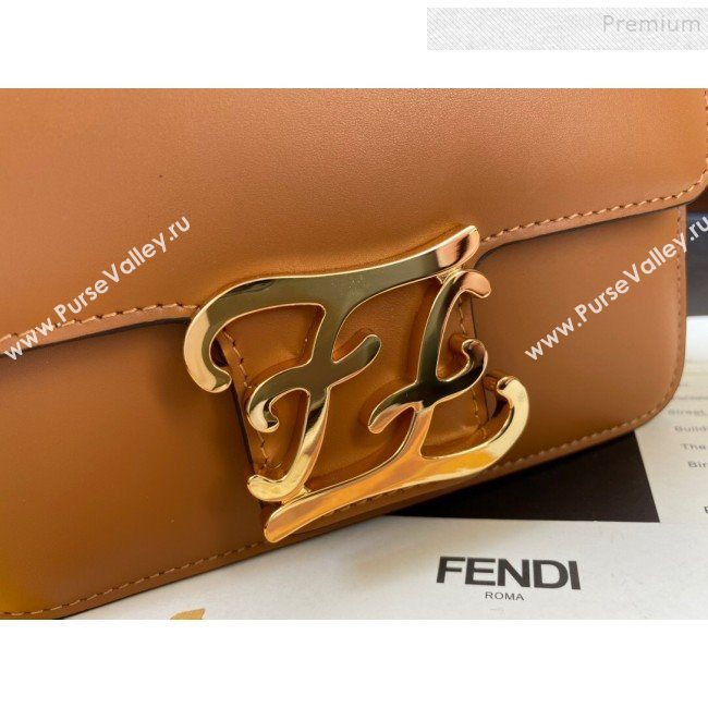 Fendi Karligraphy Calfskin FF Clasp Flap Bag Brown 2019 (AFEI-9121060)