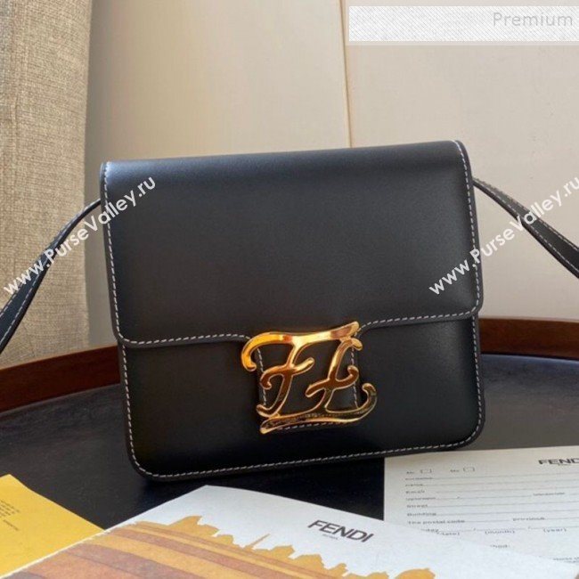 Fendi Karligraphy Calfskin FF Clasp Flap Bag Black 2019 (AFEI-9121061)