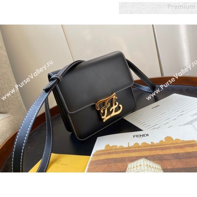 Fendi Karligraphy Calfskin FF Clasp Flap Bag Black 2019 (AFEI-9121061)