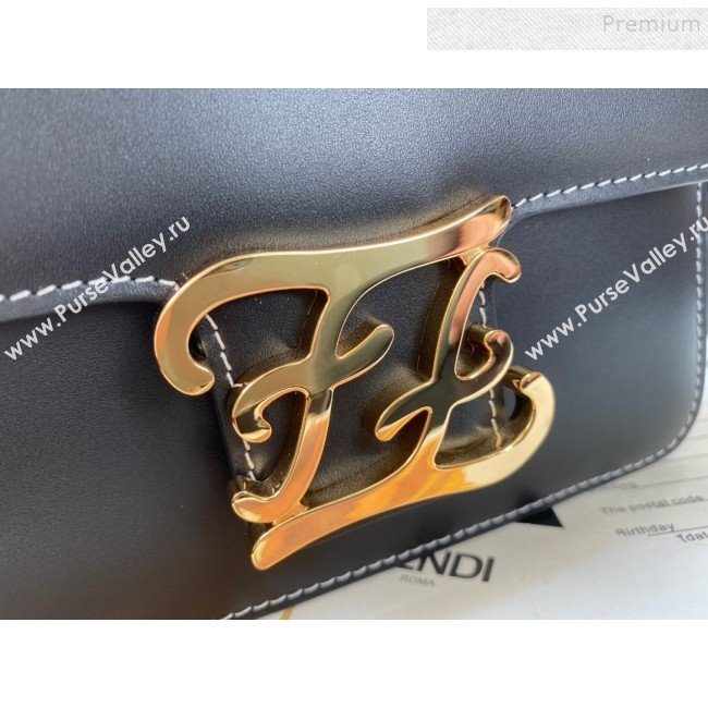 Fendi Karligraphy Calfskin FF Clasp Flap Bag Black 2019 (AFEI-9121061)