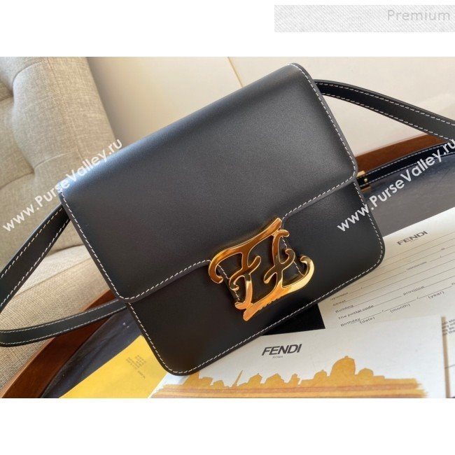 Fendi Karligraphy Calfskin FF Clasp Flap Bag Black 2019 (AFEI-9121061)