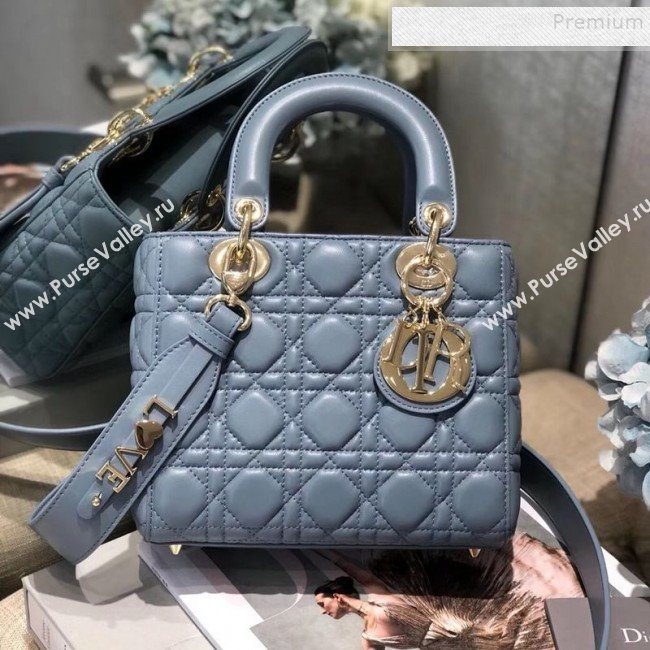 Dior MY ABCDior Medium Bag in Cannage Leather Light Blue 2019 (XXG-9121105)