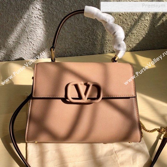 Valentino Small VSLING Grainy Calfskin Top Handle Bag 0530S Pink 2019 (JD-9121108)