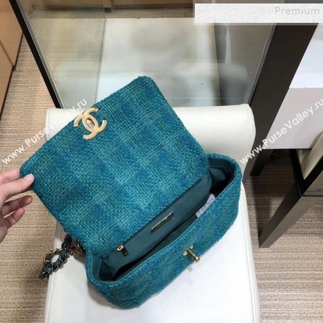 Chanel 19 Tweed Small Flap Bag AS1160 Dark Blue 2019 (SMJD-9120901)