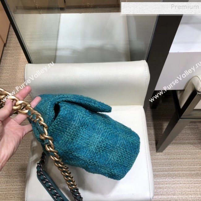 Chanel 19 Wool Tweed Large Flap Bag AS1161 Dark Blue 2019 (SMJD-9120902)