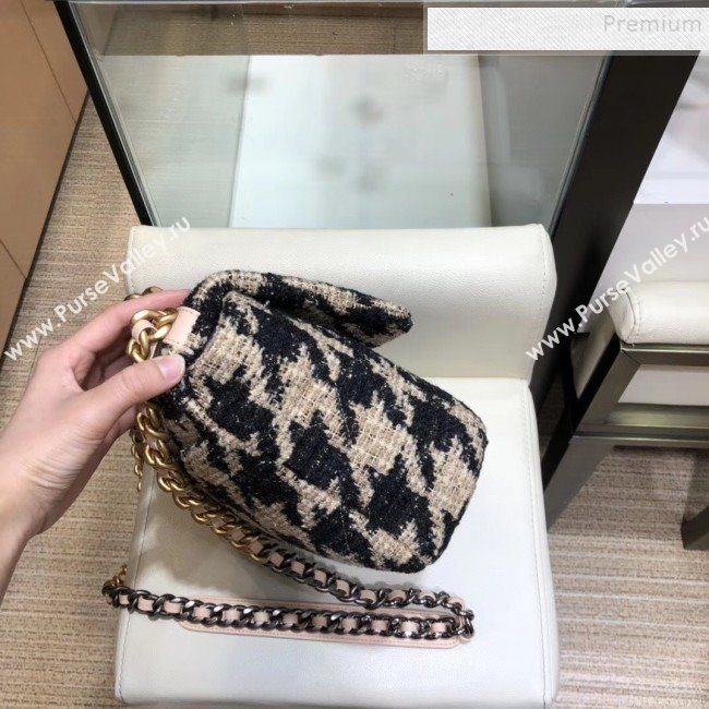 Chanel 19 Houndstooth Wool Tweed Large Flap Bag AS1161 Beige/Black 2019 (SMJD-9120904)
